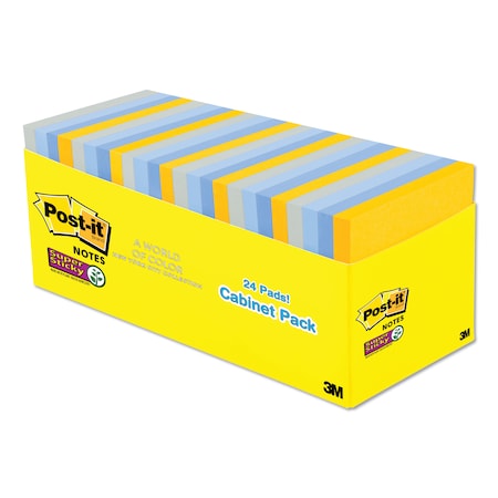 Post-It Pads in New York Colors Notes, 3 x 3, 70-Sheet, PK24 65424SSNYCP